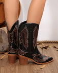 Mackenzie Western Eagle Embroidered Faux Leather Boots