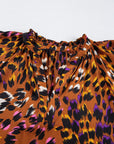 Leopard Draped Short Sleeve Blouse
