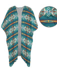 Teal Aztec Duster Kimono Coverup
