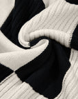 Colorblock Checker Short Sleeve Sweater