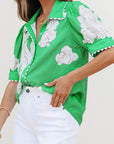Floral Ric-Rac Puff Sleeve Shirt