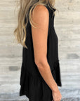 Ruffle Hem Sleeveless Buttoned Shirt