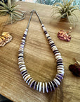22 Inch purple Wampum shell and sterling silver pearls