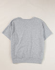 USA Patch Notched Neck Loose Tee