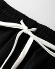 Black Striped Drop Shoulder Pullover and Joggers Set