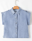 Emelia Denim Pinup Folded Cap Sleeve Shirt