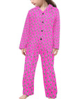 Hot Pink Lightning Bolt Girl's Western Pajama Set