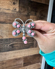 Dragonfly ring -size 7 - pink conch and sterling silver
