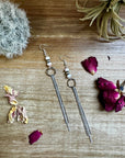 Chic dangle earrings with pink conch & sterling silver pearls