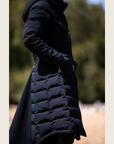 Black Duck Down Riding Coat with Velvet Collar