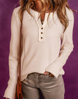 Sydney Waffle Knit Textured Henley Top