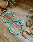 Turquoise Variscite & Pink Conch Hoop Earrings – Exclusive Bijoux FAB Design