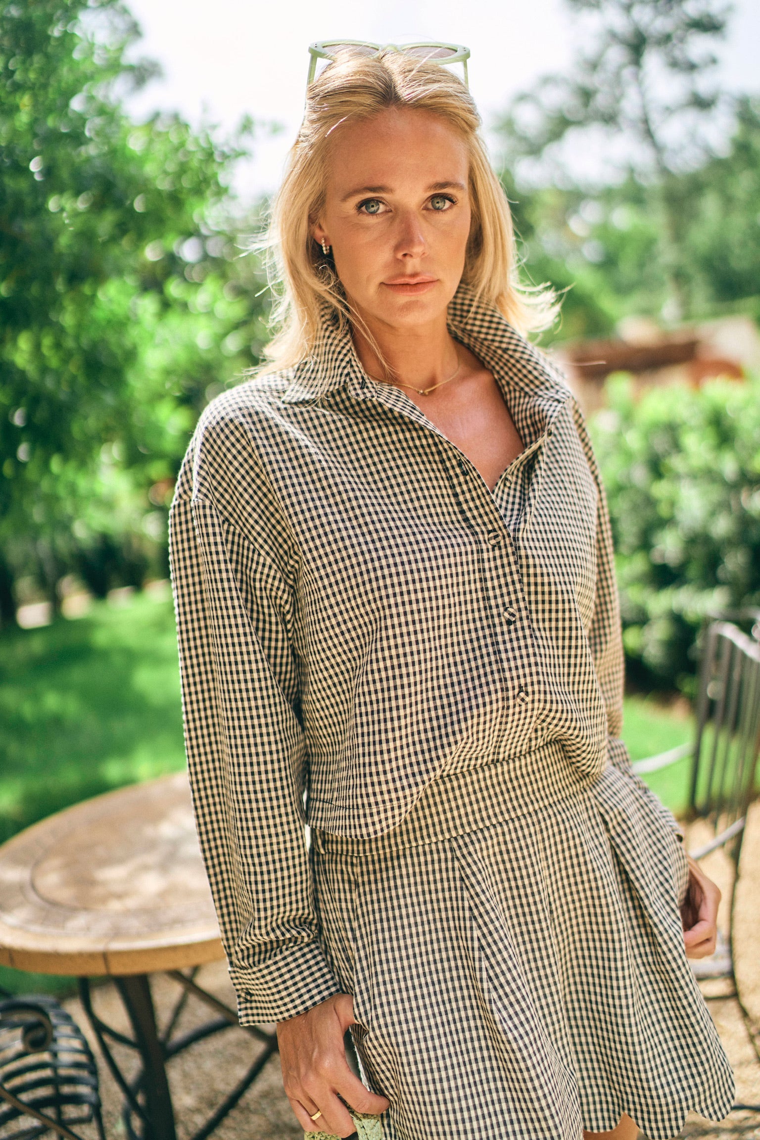 MASON'S DAUGHTER | the Cropped Boyfriend Shirt, Black & Ivory Gingham