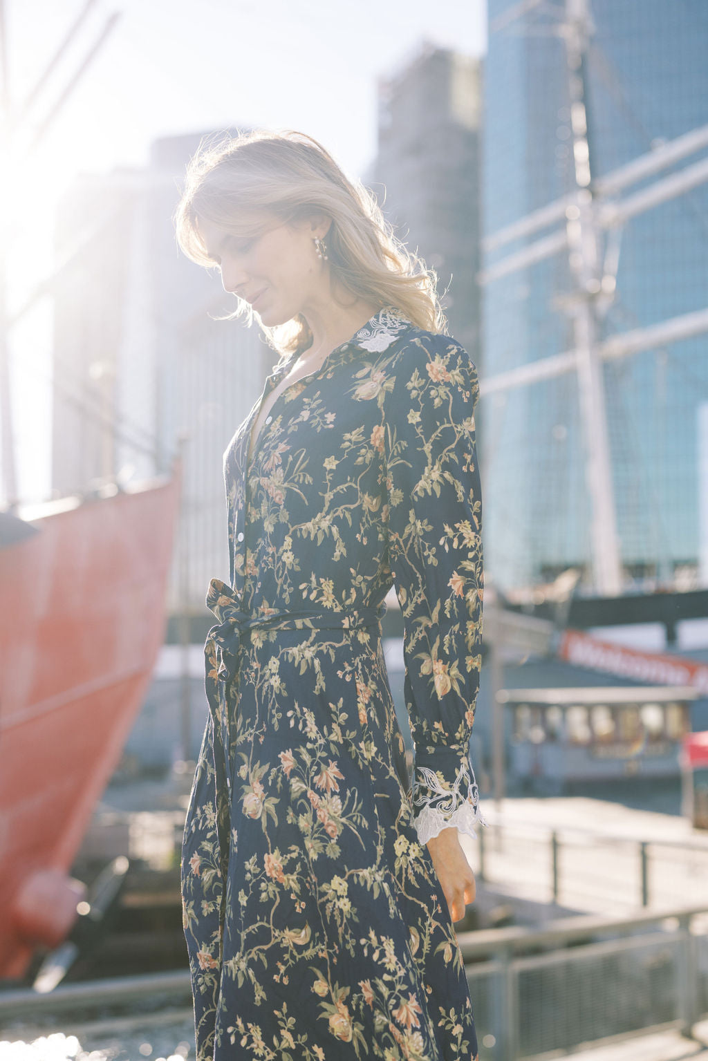 MASON'S DAUGHTER Samantha Shirtdress, Heirloom Bouquet Viscose Twill