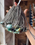 15-Inch Sterling Silver Pearl Necklace with Turquoise – One-of-a-Kind