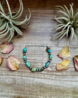 Turquoise Nugget & 6mm Sterling Silver Pearl Bracelet