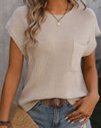 Beige Cap-Sleeved Sweater