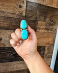 2 Stone - adjustable kingman turquoise ring and sterling silver