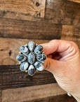 Cluster ring - size 8.5 - White Buffalo Ring - sterling silver