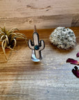 White Cactus Antler with turquoise Adjustable Ring