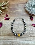 8 mm Sterling Silver Pearls bracelet with bumblebee jasper beads