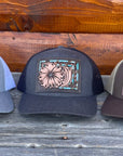 Daisy Leather Patch Trucker Cap