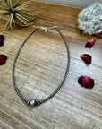 14 inch 3 mm sterling silver pearls choker - 10 mm middle
