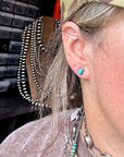 Zuni Mini Stud Earrings – Kingman Turquoise & Sterling Silver