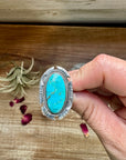 Oval Ring- Size 8- Kingman turquoise ring and sterling silver