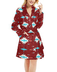 Burgundy Aztec Women's Western Bath Robe