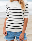 Maisy Striped Half Sleeve Knitted Top