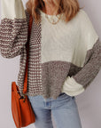 Colorblock Tie-Back Drop Shoulder Sweater