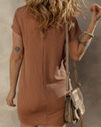 Corded Knit Pocketed T-Shirt Dress