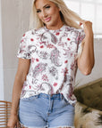 Elia Vintage Paisley Mock Neck Top