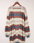 Stripe Colorblock Hollow-Out Cardigan