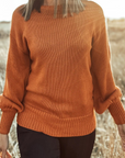 Solid Ribbed Drop Shoulder Sweater