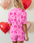 Bow Shirt and Shorts Pajamas Set