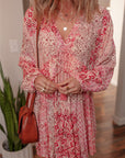 Melody Floral Tassel Tie Long Sleeve Mini Dress