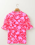 Floral Ruffle Puff Sleeve Blouse