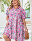 Mariana Plus Size Floral Puff Sleeve A-line Dress