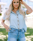 Jamie Waffle Knit Short Sleeve Buttoned Shirt