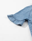 Denim Frilled Short Sleeve Dress