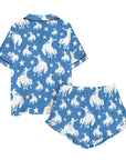 Blue Bronc Satin Ruffle Hem Pajama set