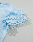 Jessie Layered Ric Rac Cap Sleeve Filled Neck Blouse
