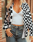 Checker Flap Pocket Button Front Shacket