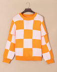 Checker Bishop Sleeve Sweater