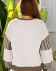 Stripe Colorblock Drop Shoulder Sweatshirt