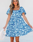 Azalea Floral Puff Sleeve Babydoll Mini Dress