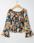 Floral Off Shoulder Bell Sleeve Peplum Top