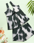 Black White Cowhide Print Tankini Boy Shorts Swim Set